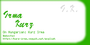 irma kurz business card